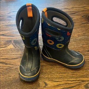 Kids' Black and Blue Rain Boots